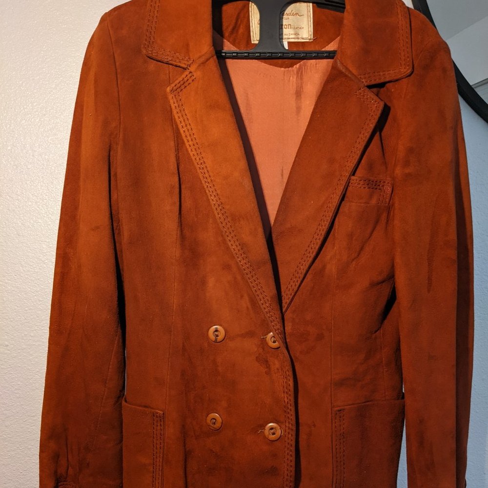 John Harden leather women's vintage jacket - burnt orange/rust